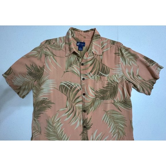 Carribean Joe 100% Silk Button Down Short Sleeve Shirt Tropical Hawaiian Palm XL - Picture 3 of 7